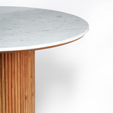 Kotaro Round Dining Table 4 Seater Marble Top. Orange Tree Home